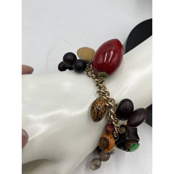 Rare HAWAIIAN Vintage Wooden Nuts Pods Seeds Nikar Handmade Charm Bracelet - Picture 12 of 16